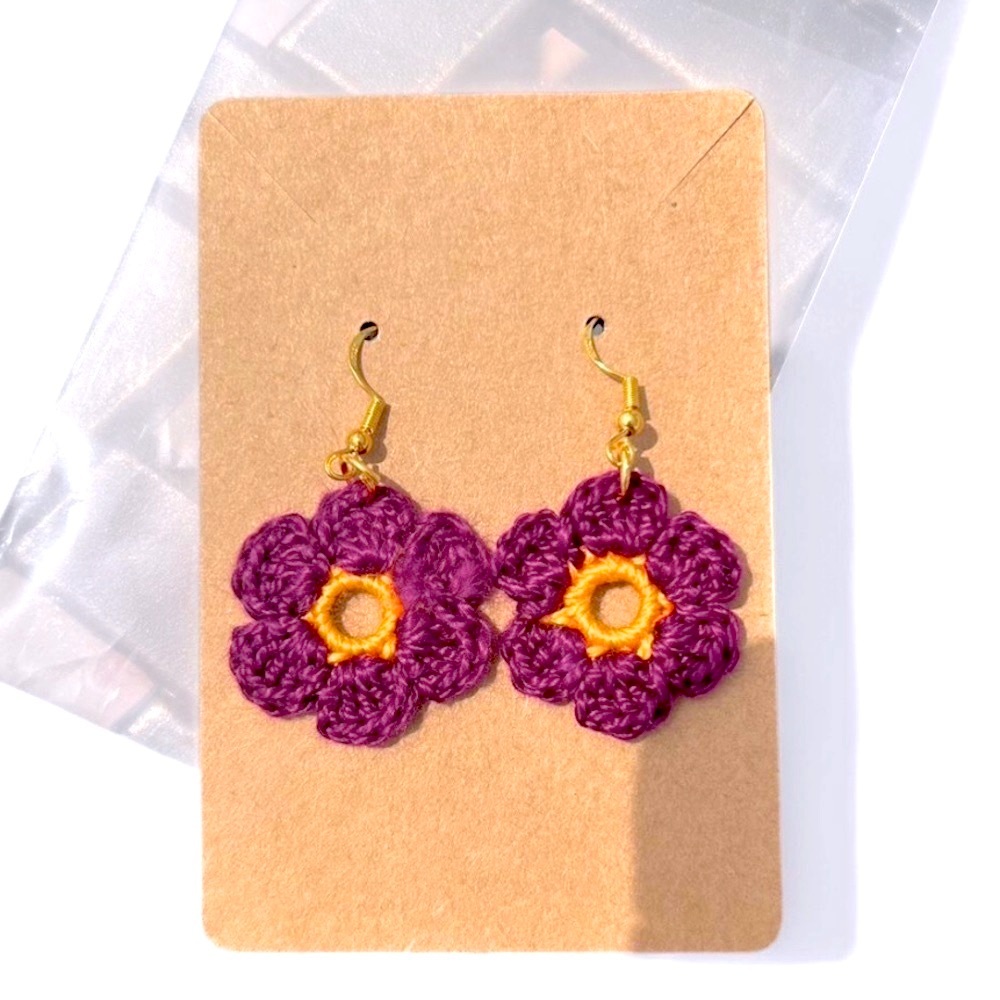 Purple and Gold Floral Earrings